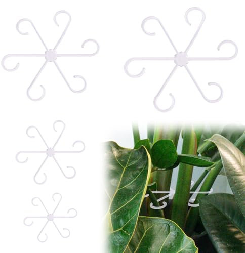 Gosknor 4pcs Climbing Houseplant Stem Stakes Supports, Plastic Plant Climbers Stem Trellis Holders Reusable Plant Stem Rack Hook Accessories for Indoor and Outdoors Plant (Transparent)
