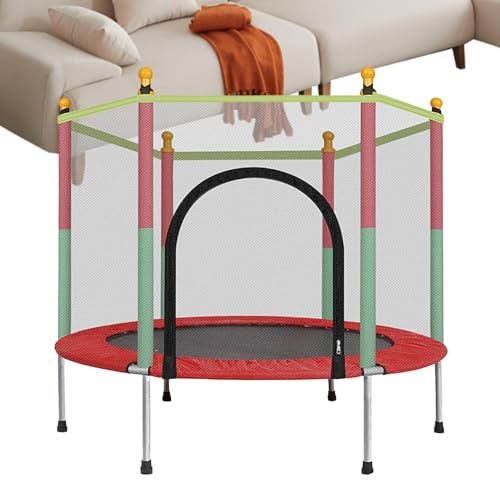 Trampolino per bambini-bambini Trampolino con rete di sicurezza, Jump-Mat | Attrezzatura di intrattenimento rimbalzante da 55 pollici per allenamento fitness per bambini, bar e giocattoli da