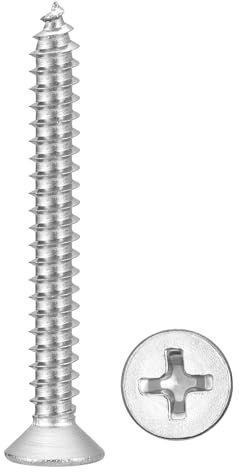 METALLIXITY Countersunk Phillips Wood Screws (ST4x40mm) 100Pcs, 304 Stainless Steel Coarse Thread Phillips Drive Flat Head Wood Screws - for Furniture Installation Repair, Silver
