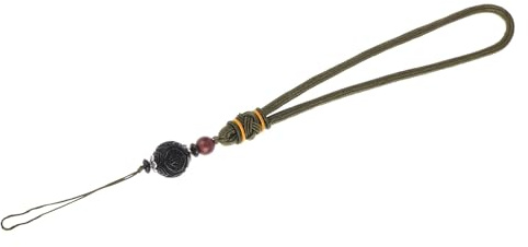 HOODANCOS Cordón Colgante para Teléfono Bodhi Decorativo Cuerda Corta para Muñeca Color Verde Adorno Ligero para Celular Dije de Madera Negra Accesorio Tradicional Chino