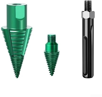 BlesConi Broca divisora de leña para taladros de martillo SDS Max, diseño desmontable de cambio rápido, acero al carbono, verde