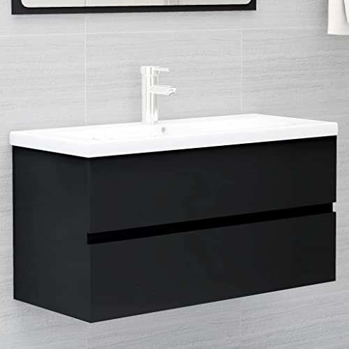 Lumanois Mueble con Lavabo Madera de ingeniería Negro,Mobiliario,Tocadores,Tocadores de baño,40.42kg-3071559