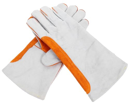 jojofuny Guantes de Soldadura de Cuero de Vaca para Hombre y Jóvenes, Resistentes al Calor Chispas, Protección Máxima para Manos y Muñecas en Soldadura