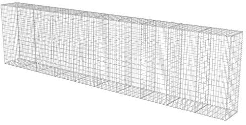 Tidyard Gabbione per Pietra in Metallo Acciaio Zincato con Copertura da Giardino Esterno,Gabbione Metallico Decorativo con Copertura da Giardino per Esterno 600 x 50 x 150 cm