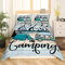 Happy Camping Bettbezug Camper Bettwäsche Sets 135 x 200 cm rustikaler Bauernhaus Trösterbezug Camping Zubehör Bettwäsche Wohnmobil Auto Motiv Dekoration Bettbezug aus Holz im Vintage Stil