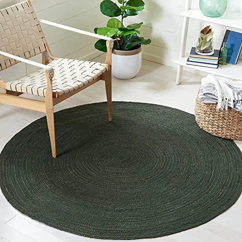 Vipanth Exports Runder Jute-Teppich in verschiedenen Größen und Farben, Bauernhaus-Teppich für Heimdekoration (grün, 100 cm x 100 cm)