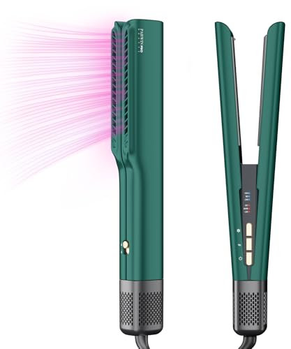 Air Haarglätter, PARWIN PRO BEAUTY Ionen Air Glätteisen, Nass bis Trocken, Ohne Heizplatten, Glätten mit Luft, Max.ca. 160 ℃, für Mittleres Haar und Langes Haar(35-75cm), 1200W, Dunkelgrün