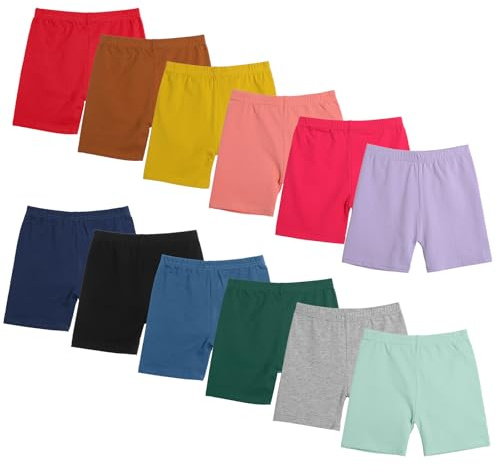 Boyiee 12 Pack Girls Shorts Toddler Bike Shorts Biker Kid Dance Gymnastics Yoga Gym Safety Active Under Dress Pants(2-3 Years,Deep Color)