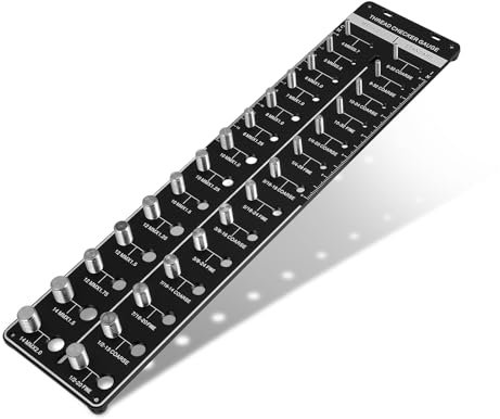 Thread Checker, 28 Nut & Bolt Thread Size Checker, Screw Thread Gauge Identifier, Precision Bolt Size And Nut Thread Gauge for 14 Standard & 14 Metric, Wall-mounted Aluminum Ruler Board Steel Bolts