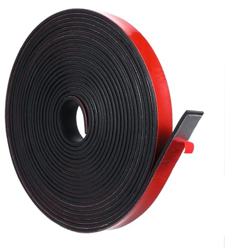Rubber Strips with Adhesive Backing, 1/2 Wide x 1/16 Thick x 177 Long Solid Rubber Seal Strip Neoprene Rubbers Tape Roll for DIY Gaskets Pads Seals Crafts Protection Warehouse Flooring