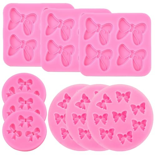 9 PCS Bow Silicone Molds for Chocolate, TuNan Fondant Bow Shaped Mold Candy Cake Pop Moulds for Cupcake Decorating, DIY Desserts, Clay - 3 Styles