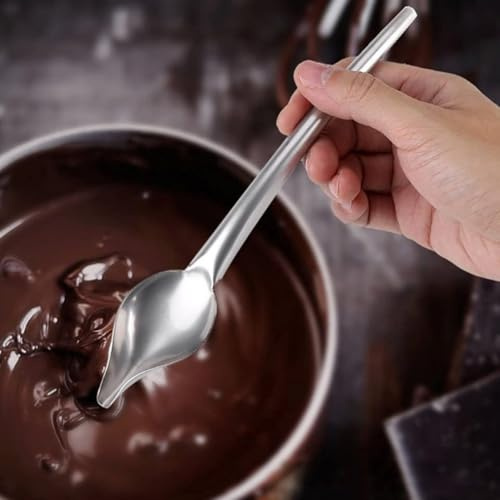 Cuchara de acero inoxidable para chocolate y para escribir salsa de postre, para crear patrones decorativos en pasteles (L)