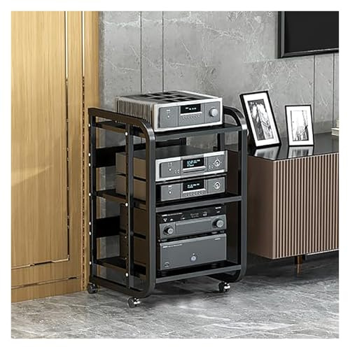HiFi Rack3Tier Media Stand per Home Office & Entertainment Robusto Componente AudioVideo Mensola Moderno Open Storage per console di gioco (nero)