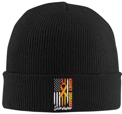 Kidney Disease Survivor Knit Beanie Soft Warm Classic Skull Cap Stretch Fit Winter for Men Women Black