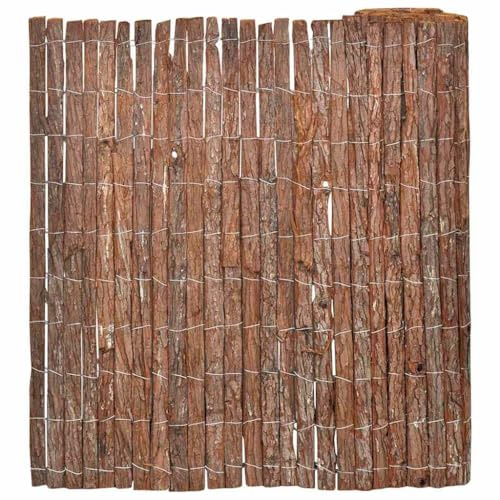 Clôture en écorce marron en bois de pin massif 100 x 600 cm panneau à lattes pliable pour jardin terrasse extérieur durable et esthétique avec treillis extensible pour intimité et décoration