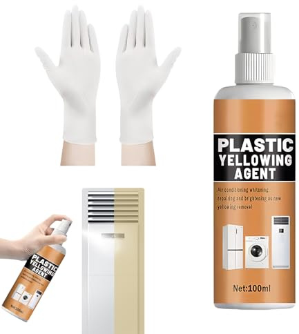 Detergente Per Plastica Ingiallita 100 ml, Detergente Per Infissi in Plastica Bianchi, Ripristina Il Bianco Della Plastica Ingiallita, Include Un Paio Di Guanti, Adatto Per Condizionatori, Lavatrici,