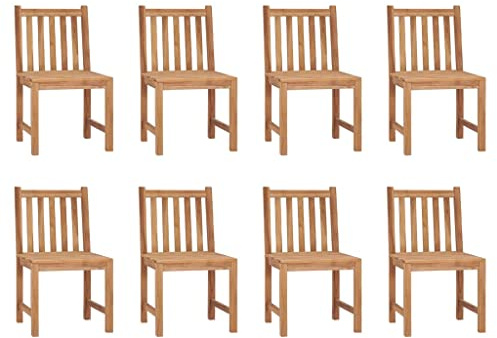 YuuSsea Trädgårdsstolar 8 stycken massivt trä teak väderbeständig stapelbar med armstöd och ryggstöd för balkong terrass utomhus camping pool bekvämt utrymmesbesparande