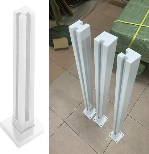 Vit fyrkantig lantlig stolpe 50–130 cm rostfritt stål 304 balustrade klämma tungt staket stolpe set för trädgård uteplats däck – enkel installation