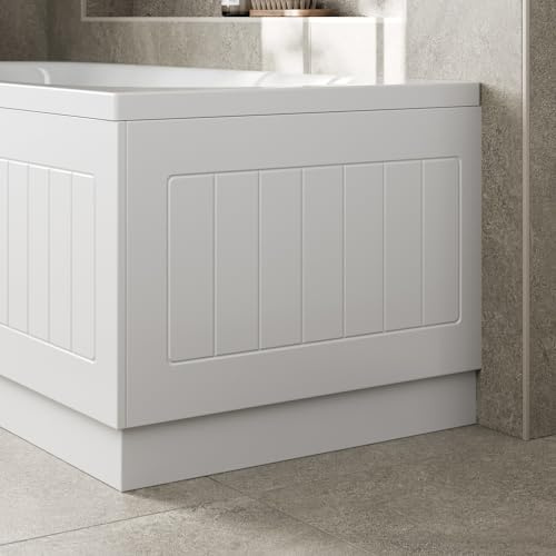 Affine® Tongue & Groove 700mm End MDF Bath Panel 15mm, White Gloss | Modern Wooden Panels for Bathroom Baths Soaking Tubs Adjustable Plinth Cut To Size Painted Finish