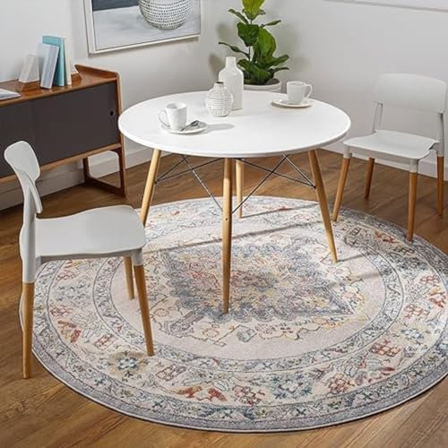 Livabliss Casablanca Vintage groß - Orientalischer Wohnzimmer 160 cm, Esszimmer, Schlafzimmer - Boho Kurzflor e für einfache Pflege - Taupe, Blau und Grau