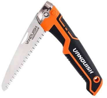 Vanquish Handsäge Astsäge klappbar mit scharfe Klingen aus BI-Metall und Sicherheitsverschluss Sägeblattlänge 16cm Multifunktions Klappsäge für Garten Holz