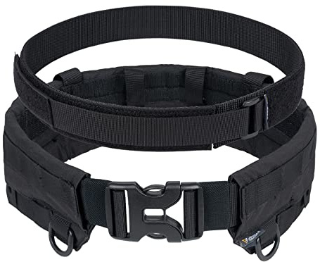 IDOGEAR Cintura Tattica Molle Cintura Militare Cintura modulare per rigatori Cintura da Combattimento Regolabile con Cintura Interna e Set di Cinture Esterne (Large, Black)
