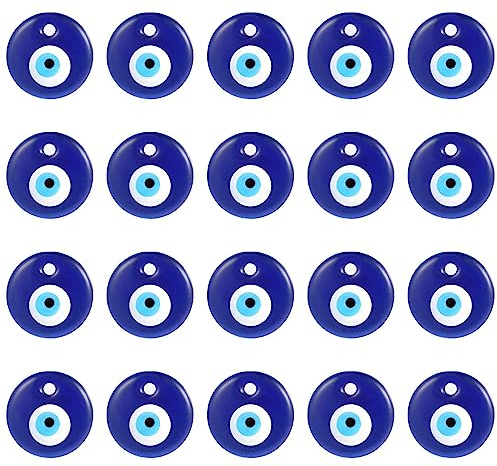 UTMACH 20 Piezas 3 cm Ojo Turco,Colgante con el Ojo Turco Azul Nazar Boncuk Boncugu Amuleto Ojo Turco para Casa Colgante Mal de Ojo Turco para Colgar Evil Eye para Collar Pulseras