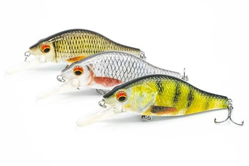 Mister Tackle WB-1 Angelköder Wobbler Hecht Zander Barsch - 3 Kunstköder inklusive Box