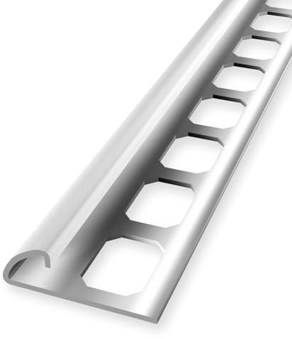 Profilo per piastrelle, 10 x 30 x 2500 mm, altezza del bordo: 10 mm, profilo in acciaio inox, chiuso, fustellato, in acciaio inox lucido