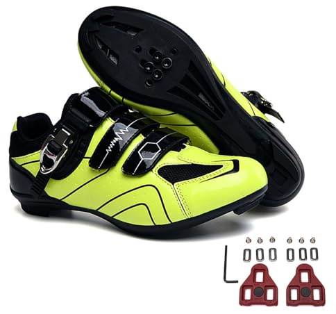 Mateju Chaussures de Cyclisme de vélo de Route Respirantes Chaussures de vélo pour Homme/Femme avec Look SPD-SL Delta Cleats Chaussures Indoor/Outdoor