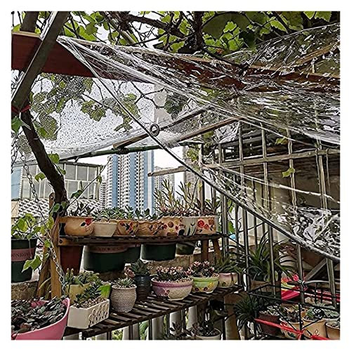 Regenschutz, wasserdicht, transparent, strapazierfähig, Anti-Aging-Isolierung, PVC, weiche Glasplane mit Ösen, transparente Poly-Vinyl-Plane für Gartenmöbel, Pflanzen (2 x 4 m)