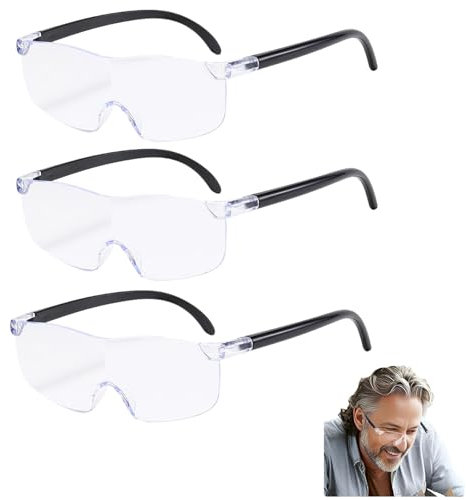 3 Pcs Lupenbrille, 3X VergrößErn VergrößErungsbrille HochauflöSendes Lesen Lupenbrille FüR BrillenträGer GläSer Lupe Brillenlupe Expandieren Menschen