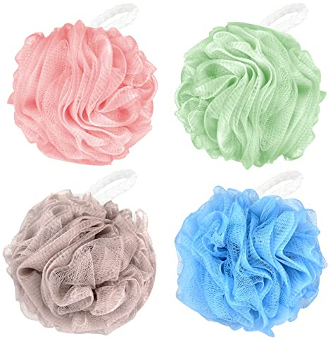 Chuya Large Bath Sponges Loofahs 70g,4 Pack Shower Sponge Exfoliating Cleaning Bath Loofa Body Scrubber Balls for Women Men Washing