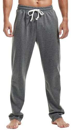 Amy Coulee Mens Joggers Bottoms Cotton Running Gym Tracksuit Bottoms Casual Straight Leg Sweatpants (Dark Gray, L)
