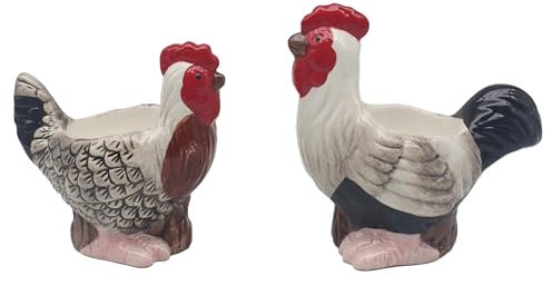 The Leonardo Collection Coquetiers fantaisie en forme de coq et poule pour la cuisine et la maison | Coquetier idéal pour le rangement des œufs | Porte-œufs durable pour un usage quotidien |