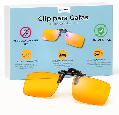 Gafas Bloqueo Luz Azul – Clip Gafas Naranjas Filtro para Protección Luz Azul Antifatiga - Blue Light Blocking para Pantallas Ordenador Gaming - Blockers Antii (LENTE NARANJA)
