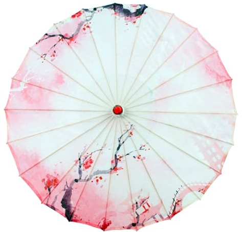 Fluxioxtna Élégant parasol asiatique fait à la main avec motif traditionnel bambou soie parapluie pour mariage et cosplay parapluie en soie bambou, l, taille unique
