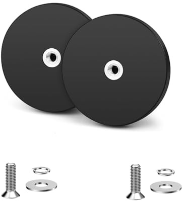 Spetsbst 2 Pezzi Magneti in Gomma Neri, 66 mm M6 Magneti Potenti, Antigraffio, Filettature Piatte per il Collegamento di Barre Luminose/Telecamere/Specchietti