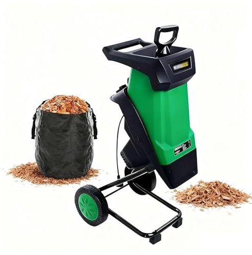 SIEEOUR 2400w Astilladora De Madera Eléctrica,Triturador De Jardín 40mm Con Caja De Recogida Desmontable 50l,Cuchillas De Acero Reversibles Y S-istema De Seguridad Para Mantenimiento Exterior