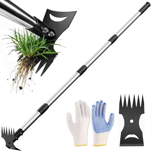 Extractor de Malas Hierbas con Mango Largo de 150 cm, 2 en 1 para Desmalezar Manual, Quitar Malas Hierbas Jardin Mango Largo,para Patio, césped, terraza, jardín