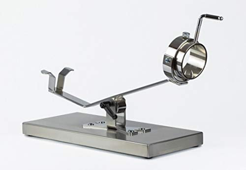 Hidalgo Support à jambon base inox basculant avec tête pivotante + couteau à jambon alvéolé 3 claveles