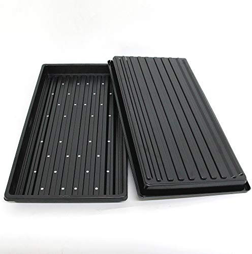 Confezione da 10 vassoi per microgreens di alta qualità, 25,4 x 50,8 cm, 5 con fori, 5 senza