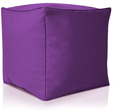 Green Bean Outdor Pouf-Hocker 40x40x40cm mit EPS-Perlen Füllung - Erweiterung & Addon für Sitzsäcke: Fußhocker Fußkissen - Bodenkissen Kinder & Erwachsene - Fußablage Sitzkissen Lila