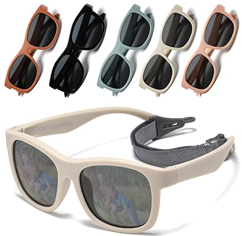 Musivon Gafas de Sol Niño 6 meses - 3 años, niño y niña Polarizadas gafas de sol bebe, marco flexible para vacaciones en la playa