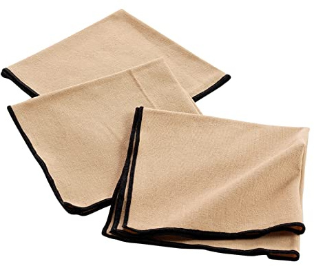 Douceur d'Intérieur, 3 Serviettes de Table (40 x 40 cm) Mistraline Beige, Coton Recyclé Uni