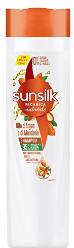 Sunsilk, Shampoo Olio d’Argan e di Mandorle, Shampoo per Capelli Fragili e Sciupati, Formula Nutriente e Rinforzante, con Olio d'Argan e Olio di Mandorle Biologico, Senza Siliconi, 400ml
