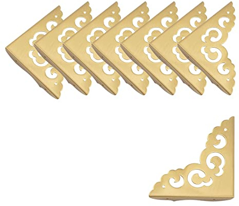 INCREWAY Angoli Protettori in Metallo per Scrivania, 8pz Angoli e Bordi Decorativi in Ottone Lucido per Scatole (Ottone)