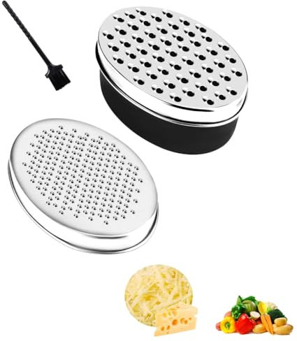 Rmeet Grattugia per Formaggio con Contenitore,Spiralizzatore per Verdure Tritatutto da Cucina Doppia Dimensione Grattugia per Zenzero in Acciaio Inox Scatola Grattugia per Cioccolato Limone Verdure