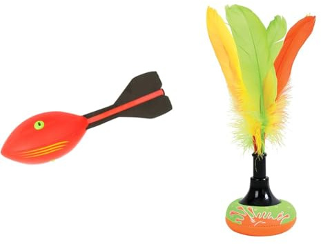 Schildkröt® Rocket Whistler, Mega Heuler mit super Flugeigenschaften, Rot-Schwarz, 970086 & Peteca, Handfederball mit weicher Schlagfläche, Indiaca-das Trend-Spiel aus Südamerika