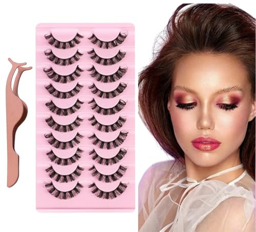 10 paires de faux cils 3D, extensions naturelles de cils artificiels Fake Lashes avec clip pour cils, Strip Lashes Wispy Fluffy Lashes pour le maquillage des yeux